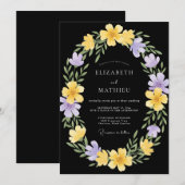 Invitation Couronne de mariage au lilas noir (Devant / Derrière)
