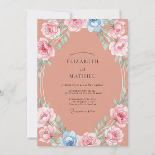 Invitation Couronne de mariage au renoncule corail