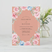 Invitation Couronne de mariage au renoncule corail (Debout devant)
