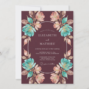 Invitation Couronne de mariage au vin pêche Aqua