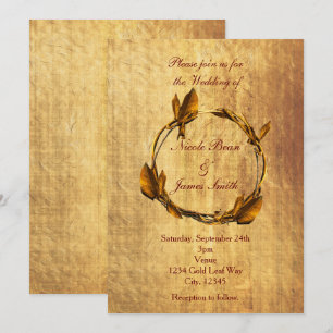 Invitation Couronne de mariage automne feuilles d'or fausses 