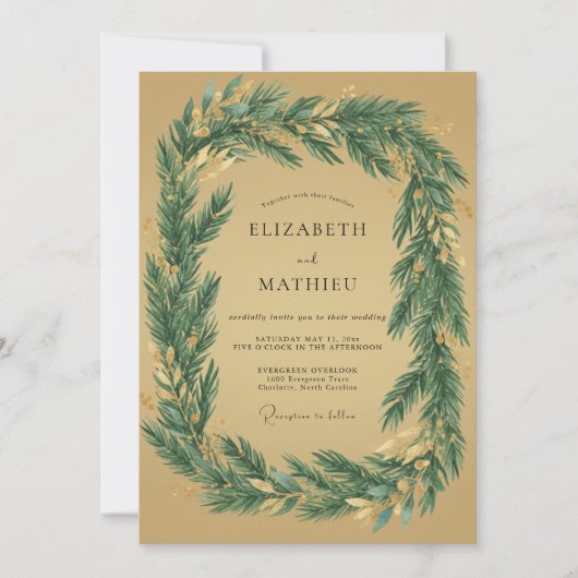 Invitation Couronne de mariage aux feuillages ocre (Devant)