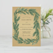 Invitation Couronne de mariage aux feuillages ocre (Debout devant)