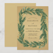 Invitation Couronne de mariage aux feuillages ocre (Devant / Derrière)