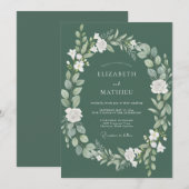 Invitation Couronne de mariage aux feuilles d'olive (Devant / Derrière)