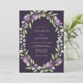 Invitation Couronne de mariage aux fruits de prune (Debout devant)