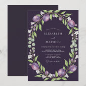 Invitation Couronne de mariage aux fruits de prune (Devant / Derrière)