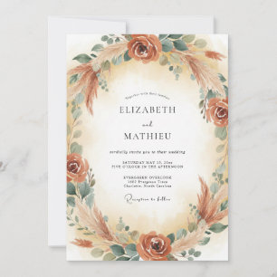 Invitation Couronne de mariage aux Pampas cuivrés