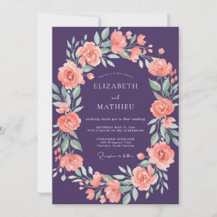 Invitation Couronne de mariage aux pêches et prunes