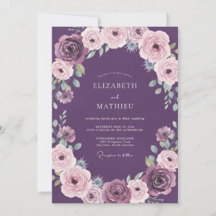 Invitation Couronne de mariage aux ranunculus plum