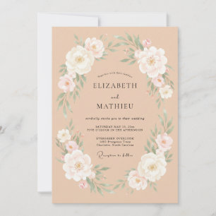 Invitation Couronne de mariage aux renoncules pêche