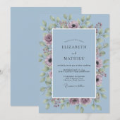 Invitation Couronne de mariage aux tons de prune et de perven (Devant / Derrière)
