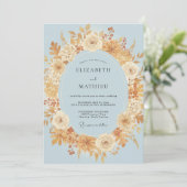 Invitation Couronne de mariage Azur Or (Debout devant)
