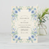 Invitation Couronne de mariage Azur Periwinkle (Debout devant)