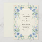 Invitation Couronne de mariage Azur Periwinkle (Devant / Derrière)