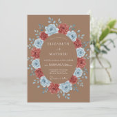 Invitation Couronne de mariage azur rouillé (Debout devant)