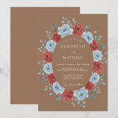 Invitation Couronne de mariage azur rouillé (Devant / Derrière)