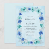 Invitation Couronne de mariage Azure Aqua (Devant / Derrière)