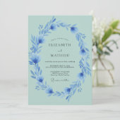 Invitation Couronne de mariage Azure Bleuet (Debout devant)