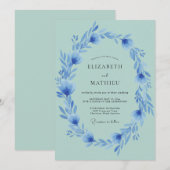 Invitation Couronne de mariage Azure Bleuet (Devant / Derrière)