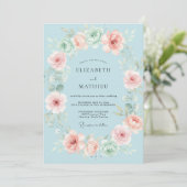 Invitation Couronne de mariage Azure Blush (Debout devant)