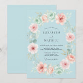 Invitation Couronne de mariage Azure Blush (Devant / Derrière)