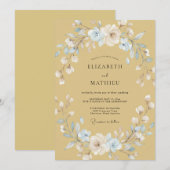 Invitation Couronne de mariage Azure Doré (Devant / Derrière)