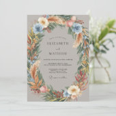 Invitation Couronne de mariage Azure Pampas (Debout devant)