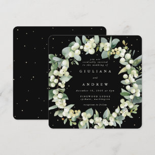 Invitation Couronne de mariage Baie de Symphorine noire carré