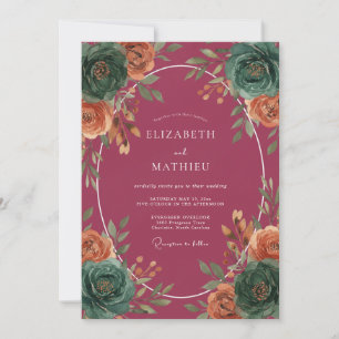 Invitation Couronne de mariage Berry Teal