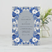 Invitation Couronne de mariage blanc cobalt (Debout devant)