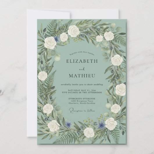 Invitation Couronne de mariage Blanc Mousse de Mer (Devant)