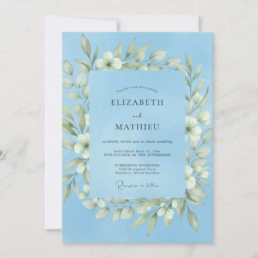 Invitation Couronne de mariage blanc Pervenche (Devant)