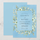 Invitation Couronne de mariage blanc Pervenche (Devant / Derrière)