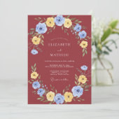 Invitation Couronne de mariage bleuets rouille (Debout devant)
