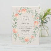 Invitation Couronne de mariage Blush Peach Celadon (Debout devant)
