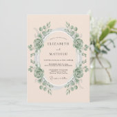 Invitation Couronne de mariage Blush Seafoam (Debout devant)