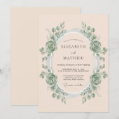 Invitation Couronne de mariage Blush Seafoam (Devant / Derrière)