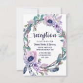 Invitation Couronne de mariage Bohème avec plumes et fleurs p (Devant)
