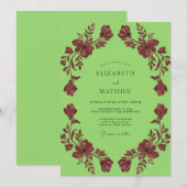 Invitation Couronne de mariage bordeaux Chartreuse (Devant / Derrière)