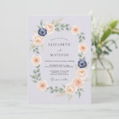Invitation Couronne de mariage botanique bleu pâle (Debout devant)