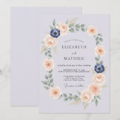 Invitation Couronne de mariage botanique bleu pâle (Devant / Derrière)
