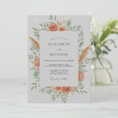 Invitation Couronne de mariage botanique corail (Debout devant)