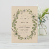 Invitation Couronne de mariage botanique de verdure (Debout devant)