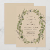 Invitation Couronne de mariage botanique de verdure (Devant / Derrière)