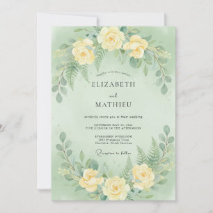 Invitation Couronne de mariage botanique jaune pâle