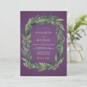 Invitation Couronne de mariage botanique prune (Debout devant)