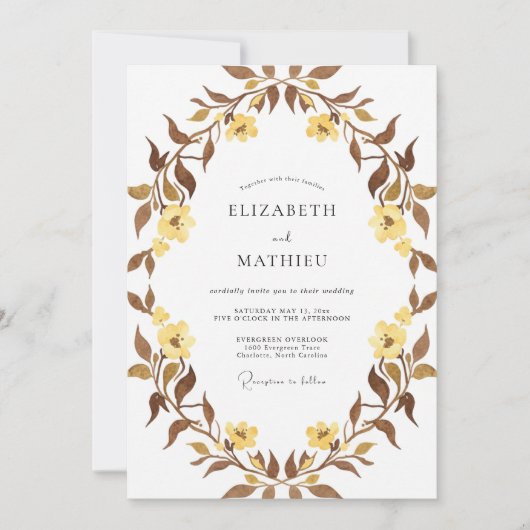 Invitation Couronne de mariage Brun Moutarde (Devant)