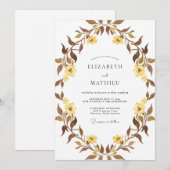 Invitation Couronne de mariage Brun Moutarde (Devant / Derrière)