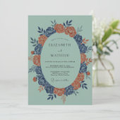 Invitation Couronne de mariage Celadon Brûlé Orange (Debout devant)